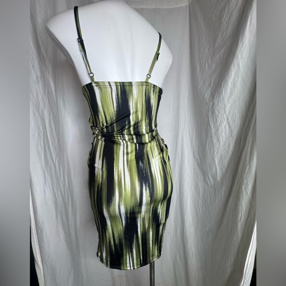 Women's Spaghetti Strap Brushstroke Print Ruched Mini Dress size Small - Picture 5 of 7